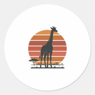 Adesivo Camisa Vetorial Vintage Giraffe Sunset Safari Desi