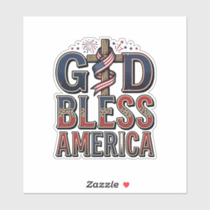 Adesivo Camisa Vintage Cruz Patriótica Deus Abençoa a Amér