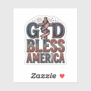 Adesivo Camisa Vintage Cruz Patriótica Deus Abençoe a Amér