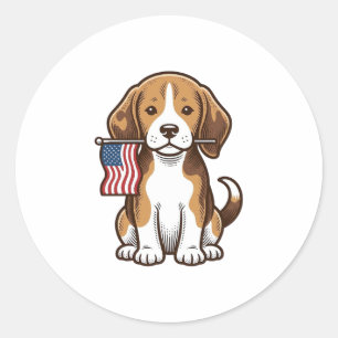 Adesivo Camisa Vintage de Cachorro Beagle com Bandeira Ame