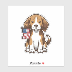 Adesivo Camisa Vintage de Cachorro Beagle com Bandeira Ame