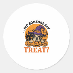 Adesivo Camisa Vintage de Halloween Bulldog Bruxa Dog Trea