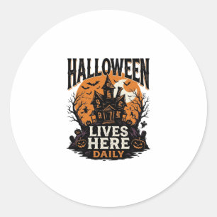 Adesivo Camisa Vintage de Halloween Casa Assombrada Todos
