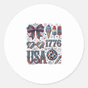 Adesivo Camisa Vintage EUA 1776 Design Patriótico de Verão