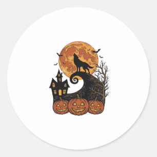 Adesivo Camisa Vintage Halloween Lobo Lua Abóbora Design_1
