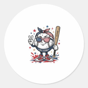 Adesivo Camisa Vintage Patriótica de Mascote de Beisebol D