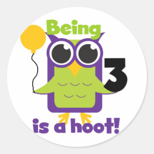 Adesivo Camisas de aniversário de 3 anos de Hoot Owl e pre