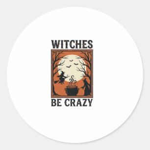Adesivo Camisas de Halloween Vintage Witches Be Crazy (2