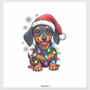 Adesivo Camisas de Natal de Árvore de Cachorro Dachshund P