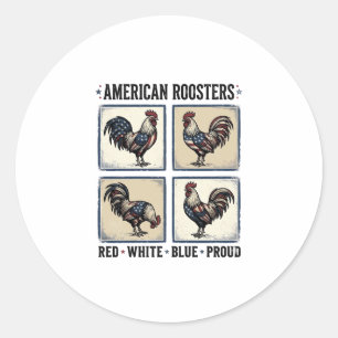 Adesivo Camisas Patrióticas Vintage American Roosters Desi