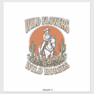 Adesivo Camisas Western de Cowgirl Flores Selvagens Cavalo