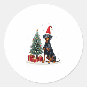 Adesivo Camiseta Árvore de Natal Cachorro Doberman Engraça