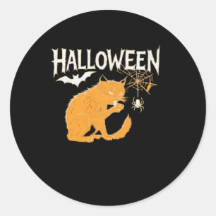 Adesivo Camiseta Clássica de Halloween de Gato de Vampiro