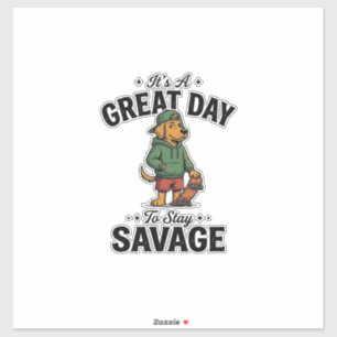 Adesivo Camiseta com Desenho de Gravura Vintage Savage Dog
