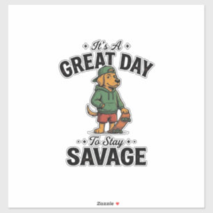 Adesivo Camiseta com Desenho de Gravura Vintage Savage Dog