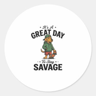 Adesivo Camiseta com Desenho de Gravura Vintage Savage Dog