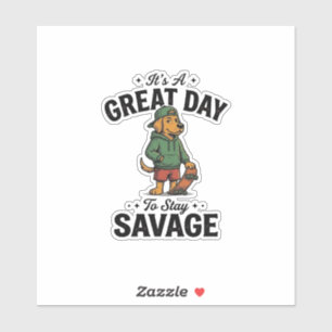 Adesivo Camiseta com Desenho de Gravura Vintage Savage Dog