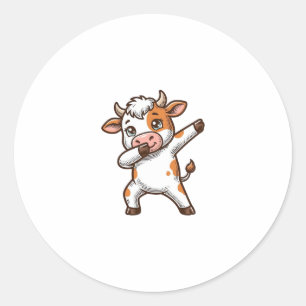 Adesivo Camiseta com Desenho de Vaca Fofa a Dabbing com Gr