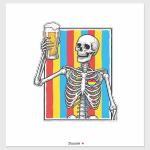 Adesivo Camiseta com Gravação Vintage de Cerveja Esqueleto