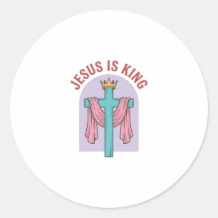 Adesivo Camiseta Cristã Vintage Coroa Cruz Jesus É Rei