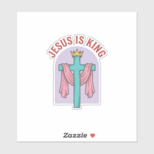 Adesivo Camiseta Cristã Vintage Coroa Cruz Jesus É Rei
