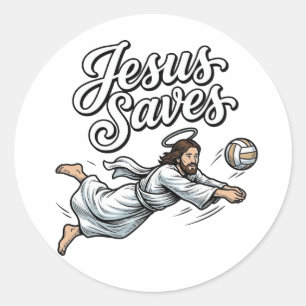Adesivo Camiseta Cristã Vintage Vôlei Jesus Salva