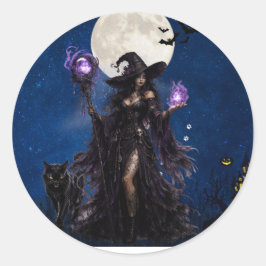 Adesivo Camiseta da Lua de Halloween da Bruxa Mística