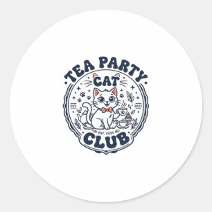 Adesivo Camiseta de Arte de Gato em Festa de Chá - Gato em