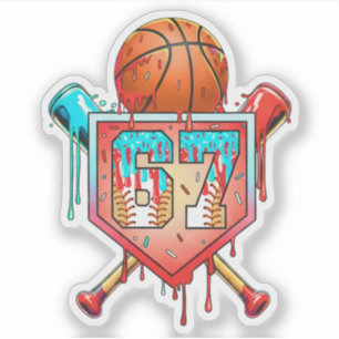 Adesivo Camiseta de Basquete de Beisebol Número 67 Drip Es