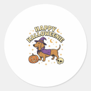 Adesivo Camiseta de Cachorro Bruxa Dachshund Feliz Hallowe