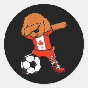 Adesivo Camiseta de Fãs de Futebol do Canadá com Cachorro 