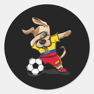 Adesivo Camiseta de Fãs de Futebol do Dabbing Dog Equador