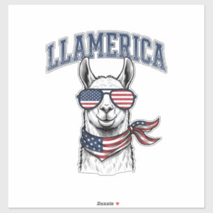 Adesivo Camiseta de Gravura Vintage Llama Patriótica Llame