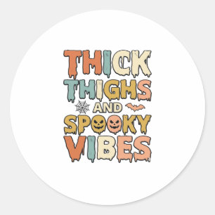 Adesivo Camiseta de Halloween Thick Thighs e Spooky Vibes_