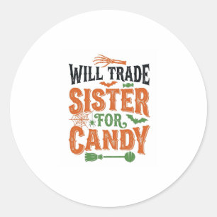 Adesivo Camiseta De Halloween Troca Irmã Por Doce Design