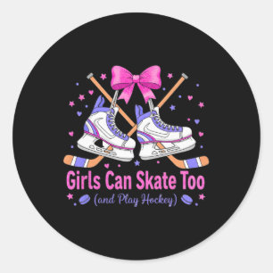 Adesivo Camiseta de Hockey Meninas Também Podem Patinar La