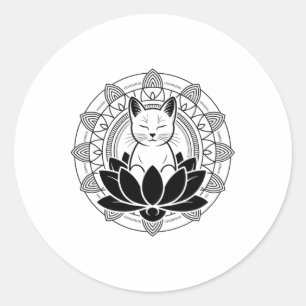 Adesivo Camiseta de Ioga Gato Flor de Lótus Meditação Mind