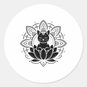 Adesivo Camiseta de Meditação Yoga Flor de Lótus de Gato P