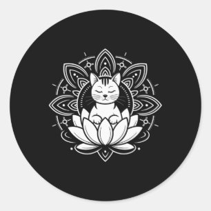Adesivo Camiseta de Meditação Yoga Flor de Lótus de Gato P