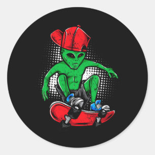 Adesivo Camiseta de Skate Alien Crente de Ovni's Skateboar