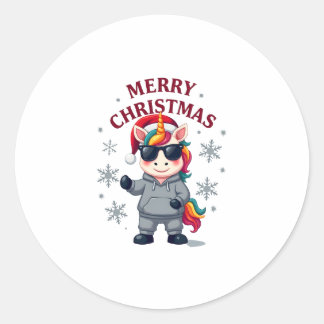 Adesivo Camiseta de Unicórnio de Natal com Chapéu do Papai