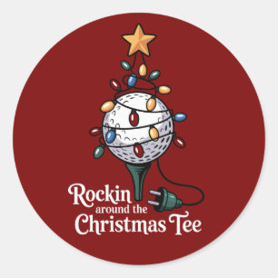 Adesivo Camiseta Divertida de Natal Rockin Around The Chri