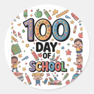Adesivo Camiseta Divertida do 100º Dia de Escola Criança