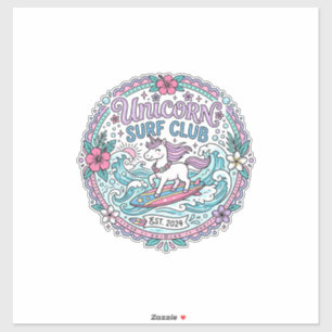 Adesivo Camiseta Divertida Unicorn Surf Club Gráfico_1