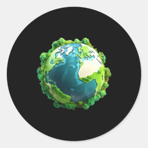 Adesivo Camiseta do Dia da Terra Verde e Azul com Árvores