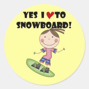 Adesivo Camiseta e presentes da menina da snowboarding
