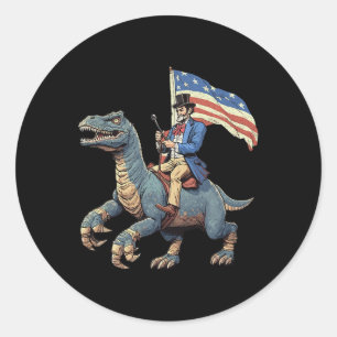 Adesivo Camiseta engraçada Abe Lincoln montando um dinossa