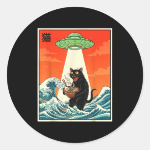 Adesivo Camiseta engraçada de anime japonês Cat Ramen Ufo