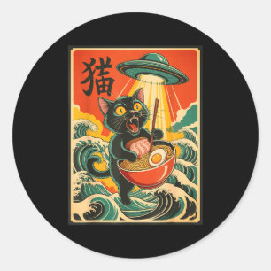 Adesivo Camiseta engraçada de anime japonês Ramen de gato 