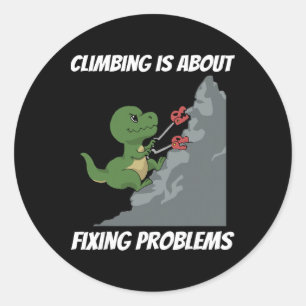 Adesivo Camiseta engraçada de T-Rex escalando dinossauro e